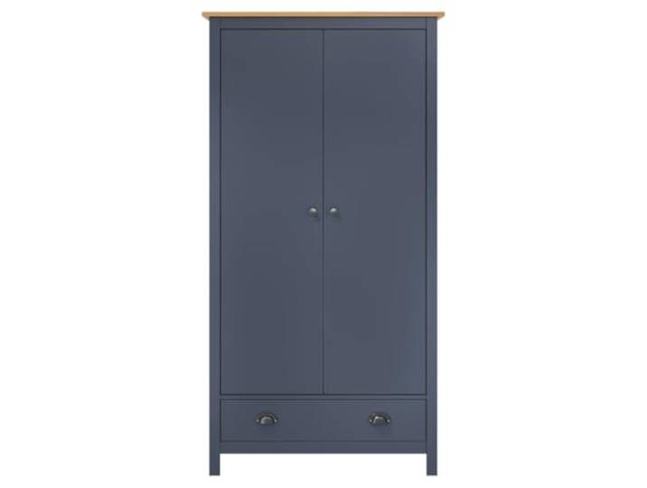 Zweitüriger Hill Schrank Grau 89x50x170 cm aus Kiefer massiv mit Schublade Kiefer massiv, 1 Schublade, 1 Einlegeboden, Kleiderstange, einfache Montage, einfache Pflege