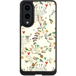 Nivocase Hülle für Samsung Galaxy S25 Edge Handyhülle NIVOcore Case Schwarz Blumen Retro Vogel (Samsung Galaxy S25 Edge), Smartphone Hülle, Schwarz