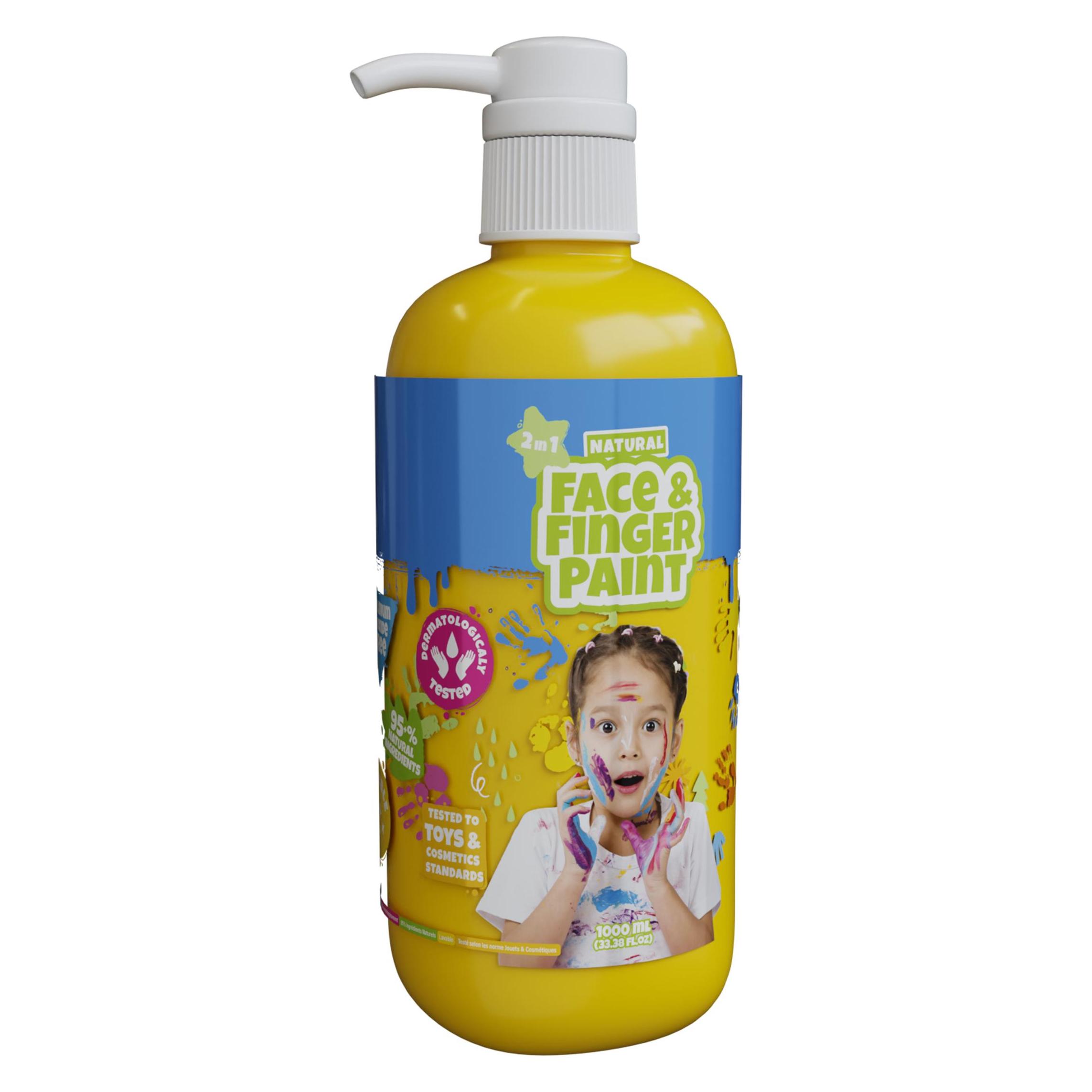 Boti Natürliche Gesichts- und Fingerfarbenflasche mit Pumpe - Gelb, 1 l (1000 ml) (39104)
