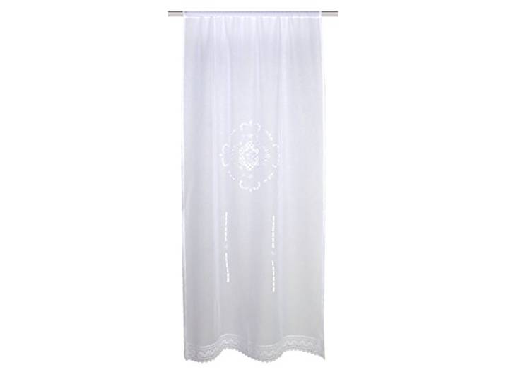 Home Fashion 023/715-0105 180X0060CM Türbehang Leinenstruktur Bestickt, Stoff, Weiß, 180 x 60 cm