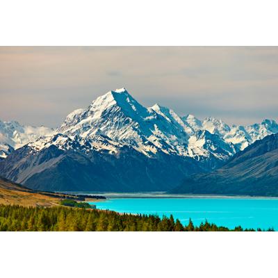 Fototapete PAPERMOON "Mount Cook and Pukaki Lake", bunt, B:2m L:1,49m, Vlies, Tapeten