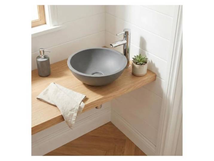MOB-IN Vasque lave-mains à poser ronde en béton gris 26cm