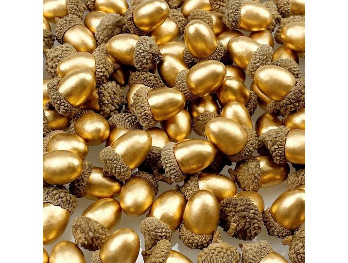 Künstliche Eicheln 50 Stück Goldene Eichel mit natürlicher Kappe, Goldfarben, Kunststoff, 3.3 cm, Dekoration, Blumen & Blumentöpfe, Kunstpflanzen