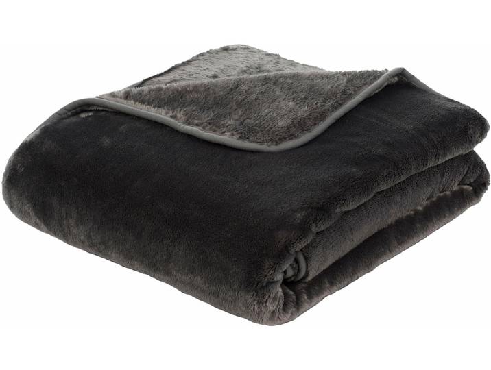 Wohndecke GÖZZE Premium Cashmere Feeling , grau (anthrazit), B:220cm L:240cm, Polyester, Wohndecken, Wohndecke, mit premium Cashmere Feeling, Kuscheldecke