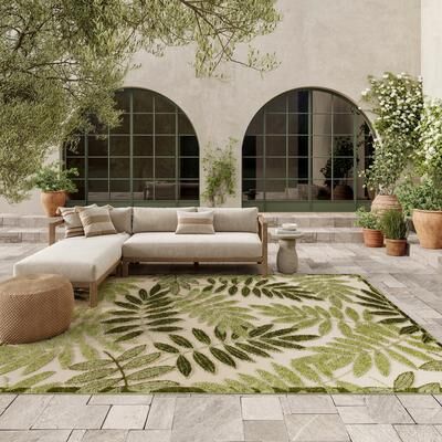 Nourison Aloha Leaf Print Vibrant Indoor/Outdoor Area Rug
