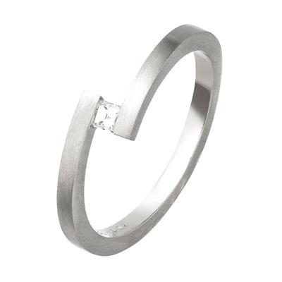 Fingerring JOBO Gr. 56, grau (platin 950), Fingerringe, Damen, 56, SI = kleine Einschlüsse, Diamanten Platin 950, Diamanten, Platin 950, Fingerring, 950 Platin mit Diamant im Caree-Schliff