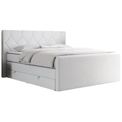 BOXSPRINGBETT KING EIGAR 180/200 Weiß Kunstleder - H3