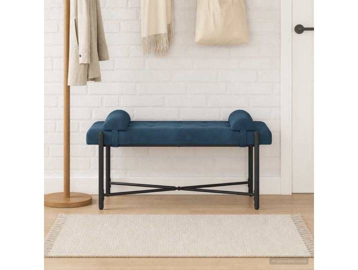 Banc d'entrée pour salon - Bleu - Banc capitonné à boutons - avec coussins - Bleu - 110x40x46 cm 5727