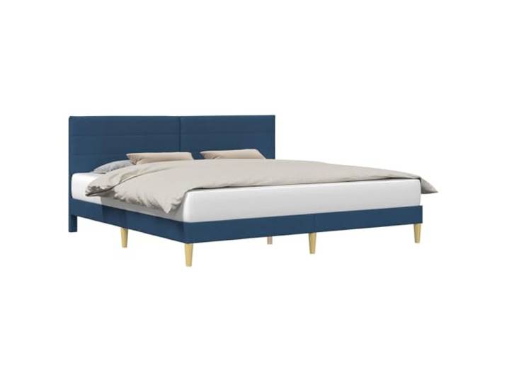 vidaXL Bettrahmen mit Kopfteil Blau 200 x 200 cm Stoff