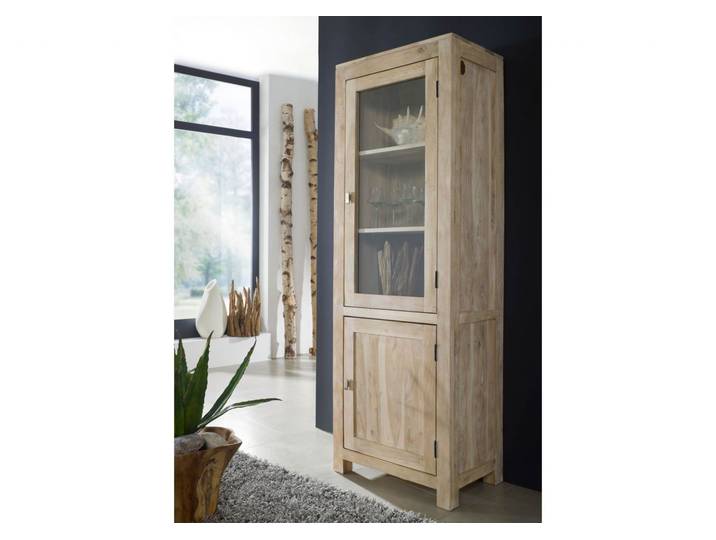 Vitrine Akazie 65x42x190 white stone getüncht  NATURE WHITE #53