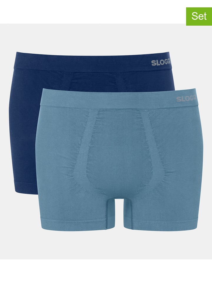 Sloggi 2er-Set: Boxershorts "Go Smooth" in Blau/ Dunkelblau - XL