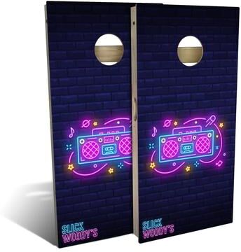 Skip's Garage 80s Boombox Outdoor Cornhole Board Set