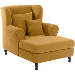 SESSEL XXL Karley Bezug Veloursstoff Buche nussbaum dunkel / mais
