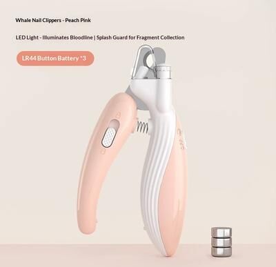 Happy Pet Pantry LED Pet Nail Clippers With Safety Light For Dogs, Cats & Small Animals pink