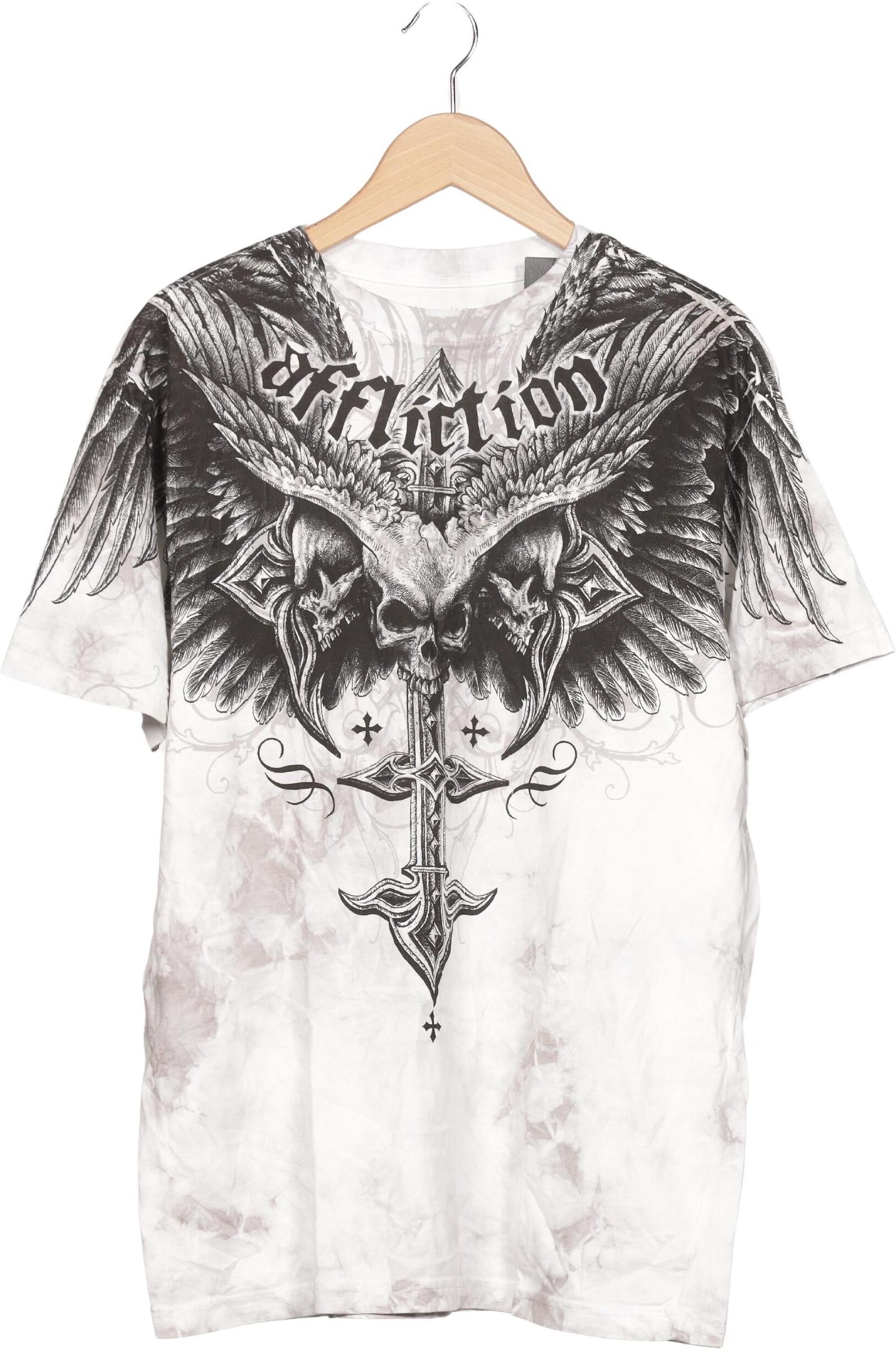 Affliction Herren T-Shirt, Weiß, Gr. L, Baumwolle - Second Hand