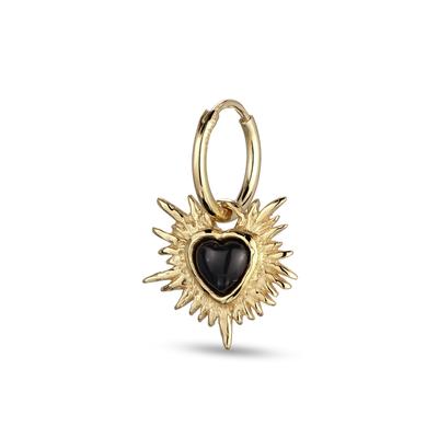 Paar Creolen HAZE & GLORY "Ohrringe Creole Herz Onyx Schwarz 925 Sterling Silber" Gr. 27, gold, Ohrringe, Herren, 27, Silber 925 (Sterlingsilber)