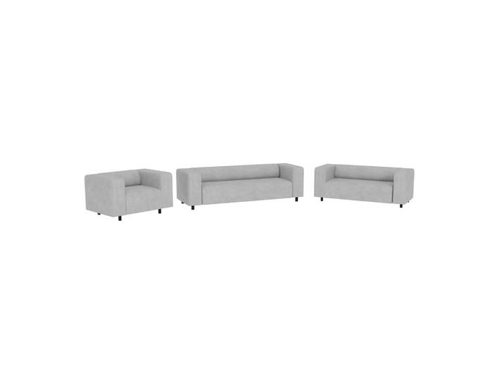 S-Style Sitzgarnitur 3+2+1 Tove Hellgrau Cord, Echtholz, Teilmassiv,Buche, Birke, 175x65x80 cm, Wohnzimmer, Sofas & Couches, Sitzgarnituren
