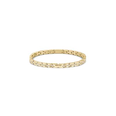 Gliederarmband LACOSTE "METROPOLE", gold (gelbgoldfarben, kristallweiß, kristallweiß), Armbänder, Damen, 17cm, Edelstahl, Gliederarmband, mit Glasstein