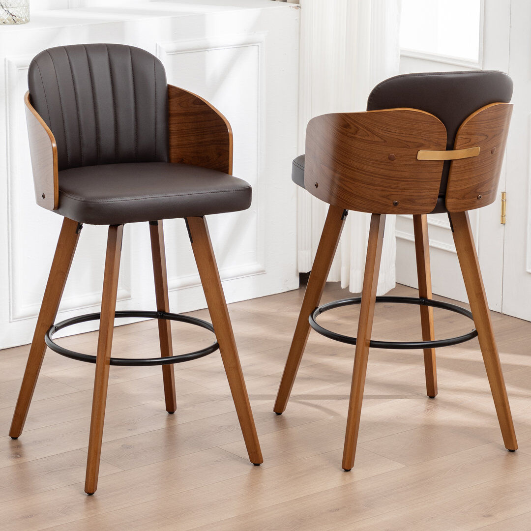Blue Elephant Ljubka Swivel Bar Stool Brown Counter Stool (66.8cm Seat Height)