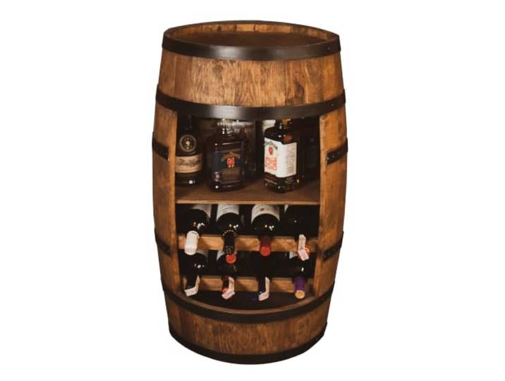 CREATIVE COOPER Weinschrank mit Regal und Weinliege - Retro Weinregal - 80 cm x 50 cm - Erlenholz Fassbar - Farbe wenge