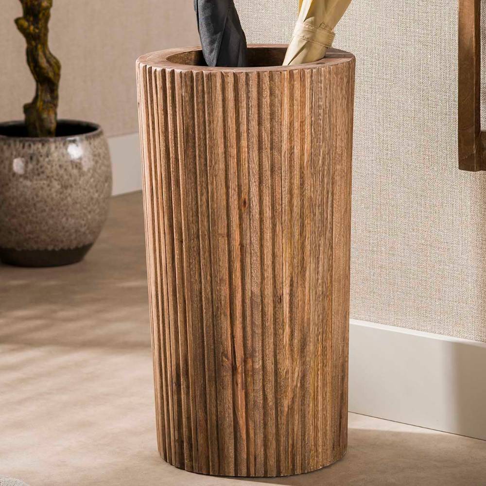 Pharao24.de Schirmständer Holz Schirmständer in Mangoholz Sandfarben 50 cm hoch