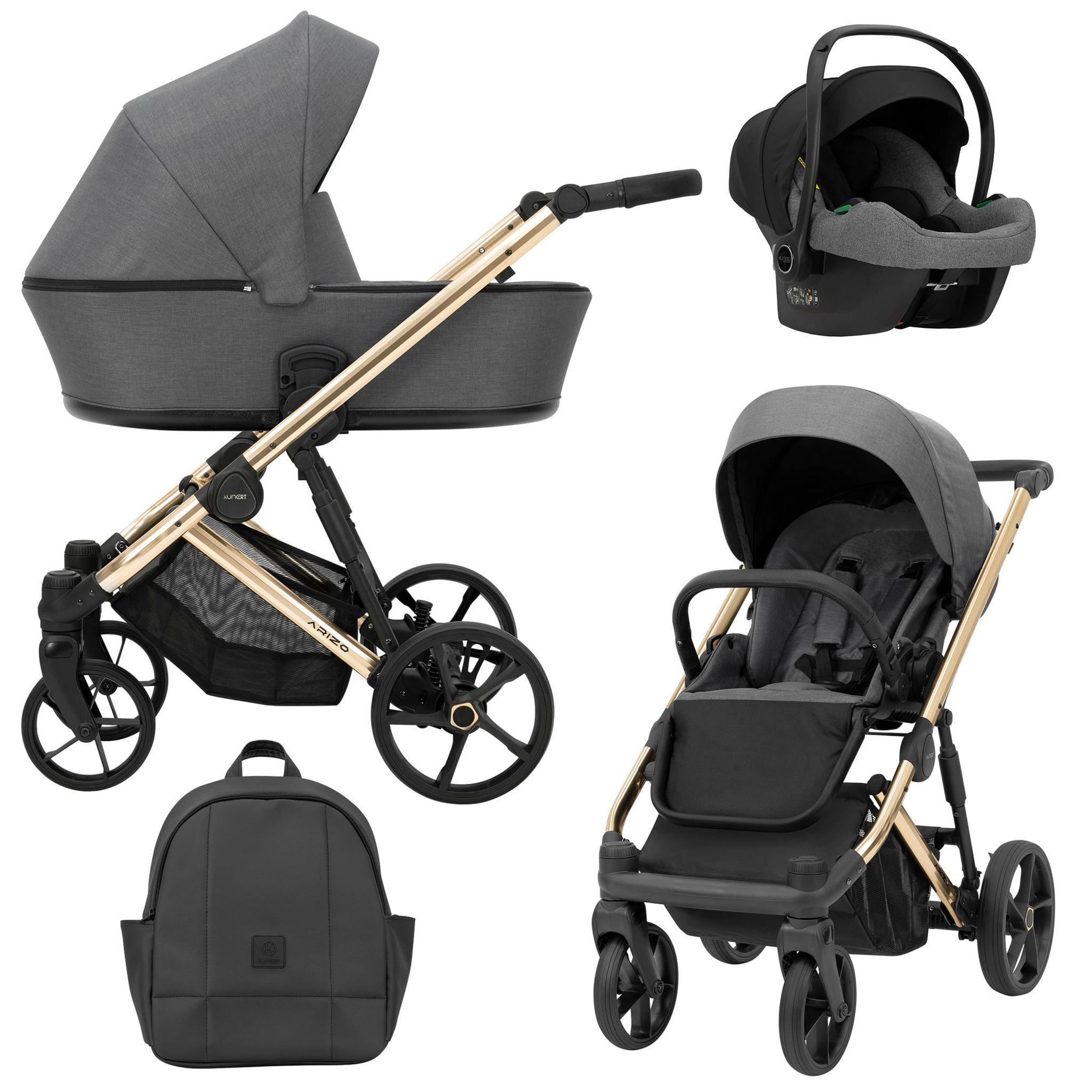 Kinderwagen Kunert Arizo Premium 3in1 - goldene Rahmenfarbe - Farbe: Graphit