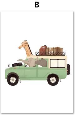 Inspired Living Playful Safari Animal Canvas Wall Art For Kids Nursery & Bedroom a4 21x30cm No Framed b