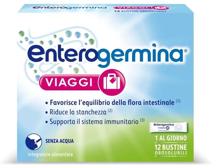 Enterogermina Viaggi Probiotici 12 Bustine Regolarità Intestinale Vitamine A B C D