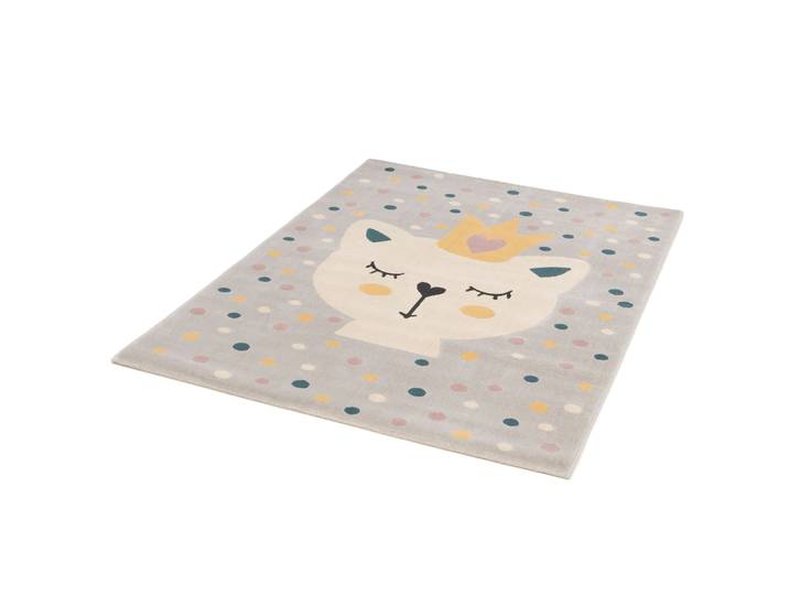 Kinderteppich COCOON - Königsfell , grau (hellgrau,beige,gelb), B:120cm H:6mm L:170cm, Polypropylen, PRIMAFLOR-IDEEN IN TEXTIL, Teppiche, Kinderteppich, Kurzflor, Motiv Katze