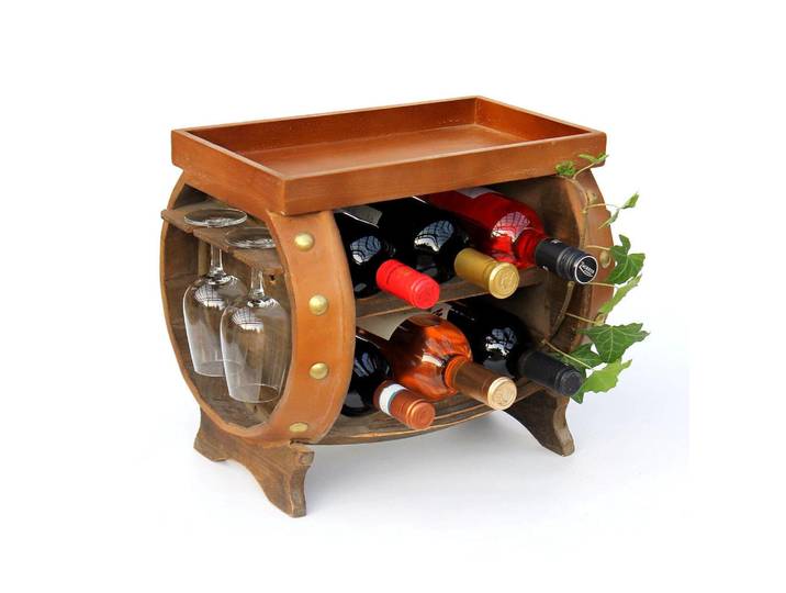 DanDiBo Weinregal Weinfass Holz Braun 33 cm 9064, 40x33x30 cm, Weinregale