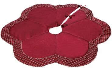 Scallop Edge Border Christmas Tree Skirt by BrylaneHome in Red