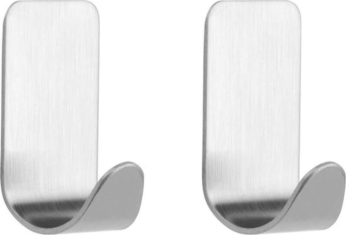 Zelfklevende Handdoekhaken - 2 Stuks - Mat Zilver
