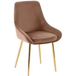 CLP Esszimmerstuhl Elmira Samt gold   Farbe: braun, Material Gestell: Metall gold