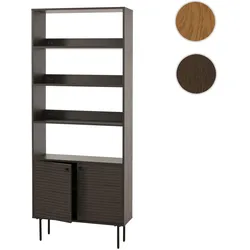 Bücherregal HWC-N78, Bücherschrank Hochschrank, skandinavischer Stil Metall Holz Melamin MVG 200x80x30cm ~ dunkelbraun