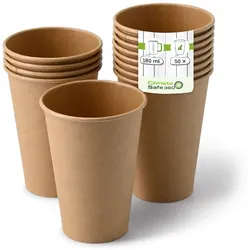 greenbox - Automaten Becher aus Pappe 180 ml / 7,5 oz, ungebleicht, 50 St.