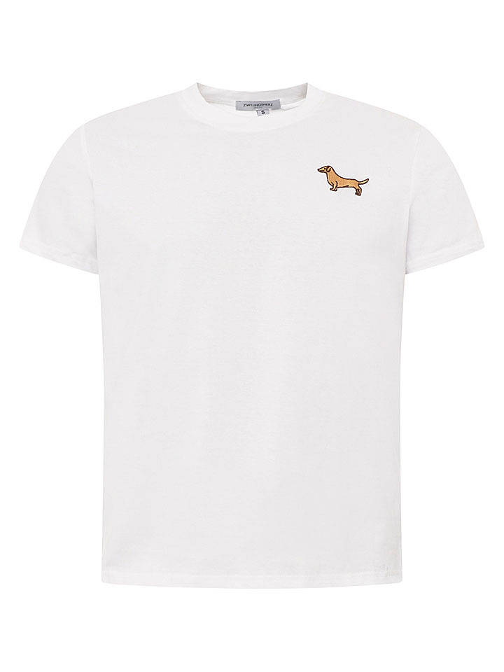 Zwillingsherz Shirt "Dog Stickerei" in Weiß - XL