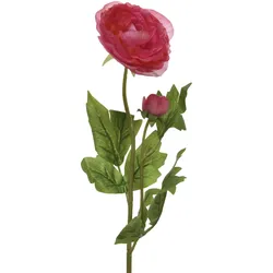 MARELIDA Ranunkel mit Blüte und Knospe am Stiel Kunstblume Dekoblume H: 57cm rot