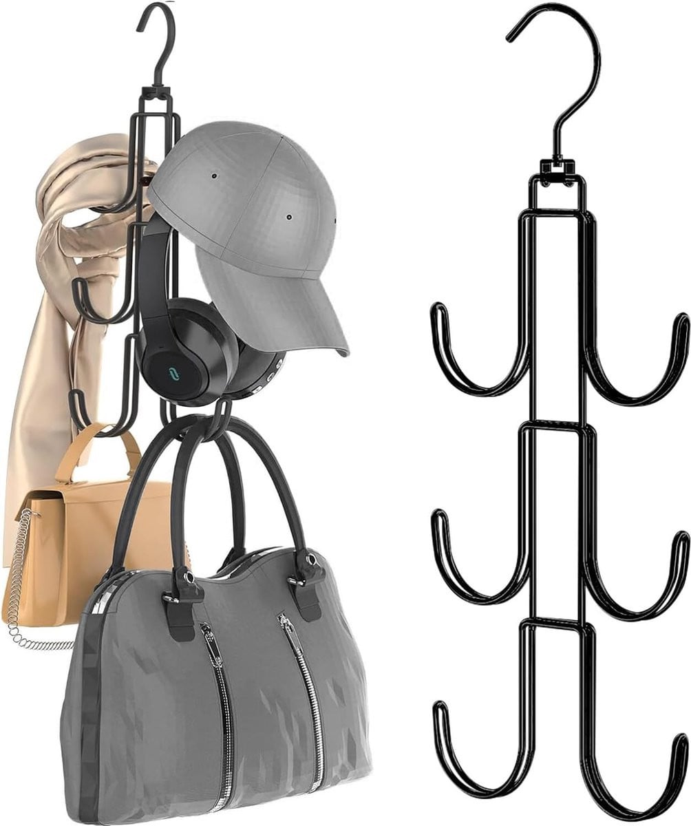 Sling Hook Organizer multifunctionele stropdashouder en sjaalhanger in zwart