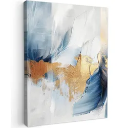 LEINWANDBILD Gold - Blau - Aquarell - Kunst - Modern Room Decor 30x40 cm
