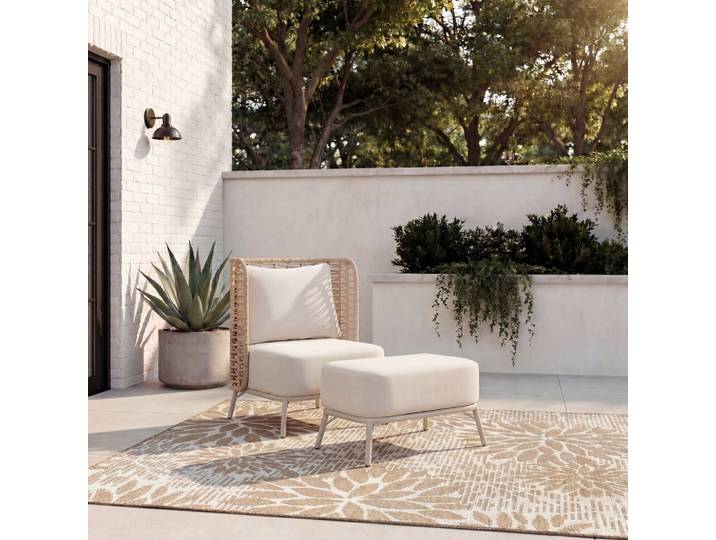Gartensessel Iska Creme Outdoorstoff/Metall +Abdeckung