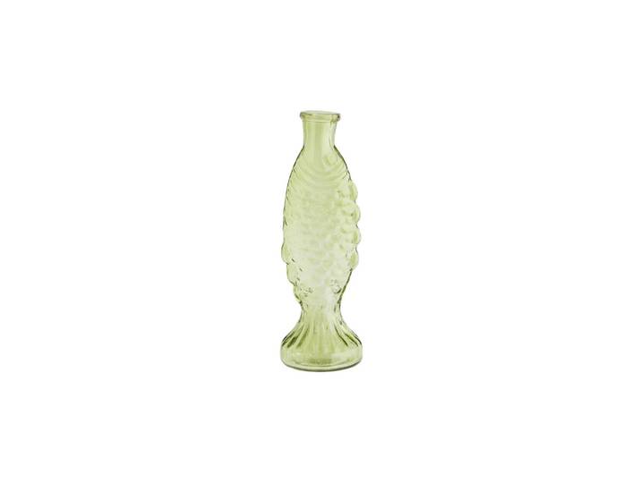 Vase en verre vert clair H20 Fish