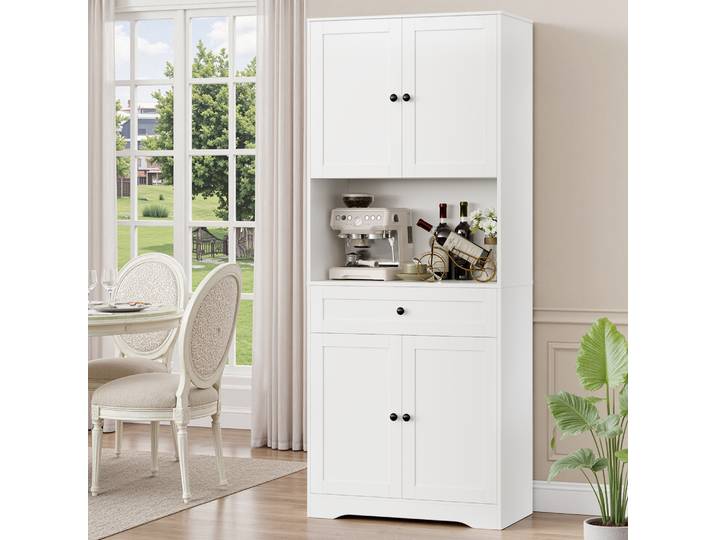 Getone Meuble Cuisine,Buffet Cuisine avec 4 Portes 1 Tiroir,Meuble Cuisine Rangement,Vaisselier Meuble de Rangement avec Étagères Réglables,75x40x180cm