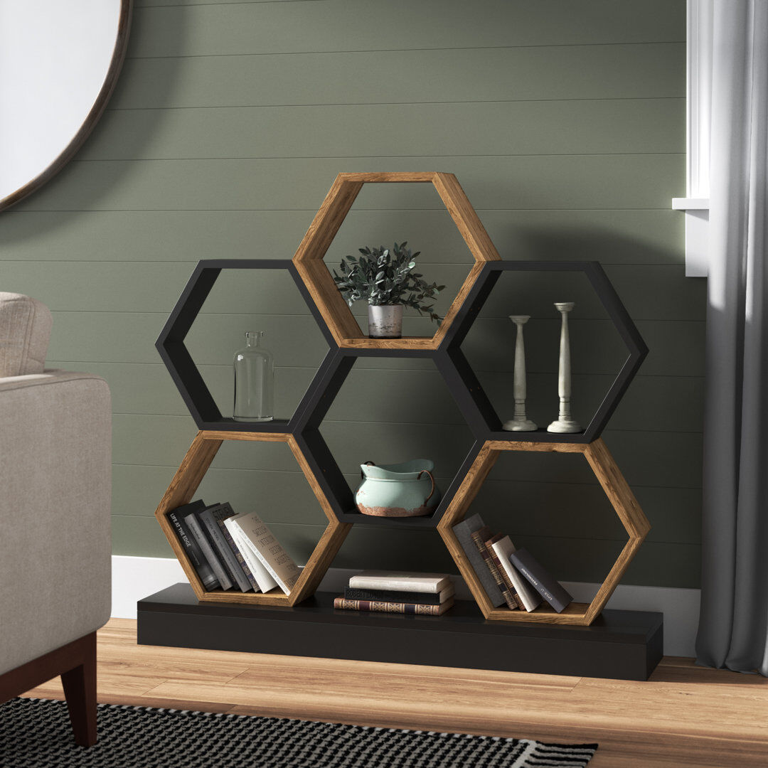 Wade Logan Cuccia 109cm H x 120cm W Bookcase Natural Black