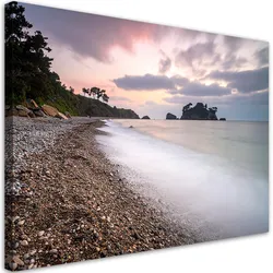 LEINWANDBILD Landschaft steiniger Strand Meer 100x70cm