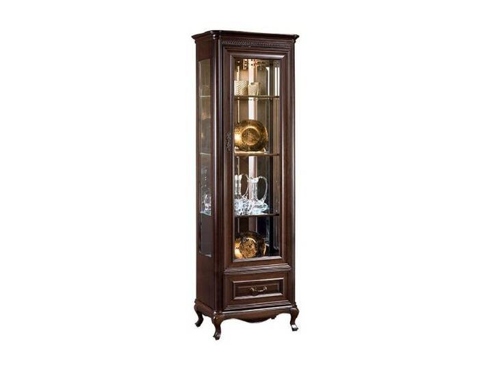 JVmoebel Vitrine Klassische Vitrine aus Massivholz mit braunem Finish (1-St) Made in Europa