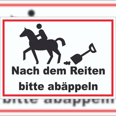 HB-Druck Bitte abäppeln Aufkleber Pferde, Reitplatz A6 (105x148mm)