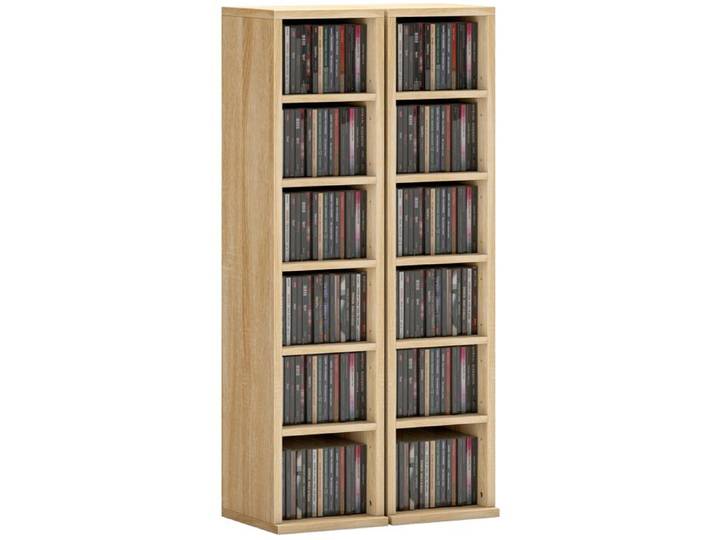 Armoire de rangement CD-DVD - HOMCOM - 6 + 6 compartiments - capacité max. 204 CD - 21 x 22 5 x 88 5 cm - chêne