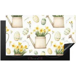 HERDABDECKPLATTE Gießkanne - Blumen - Eier Glaskeramikkochfeldabdeckung 90x52 cm