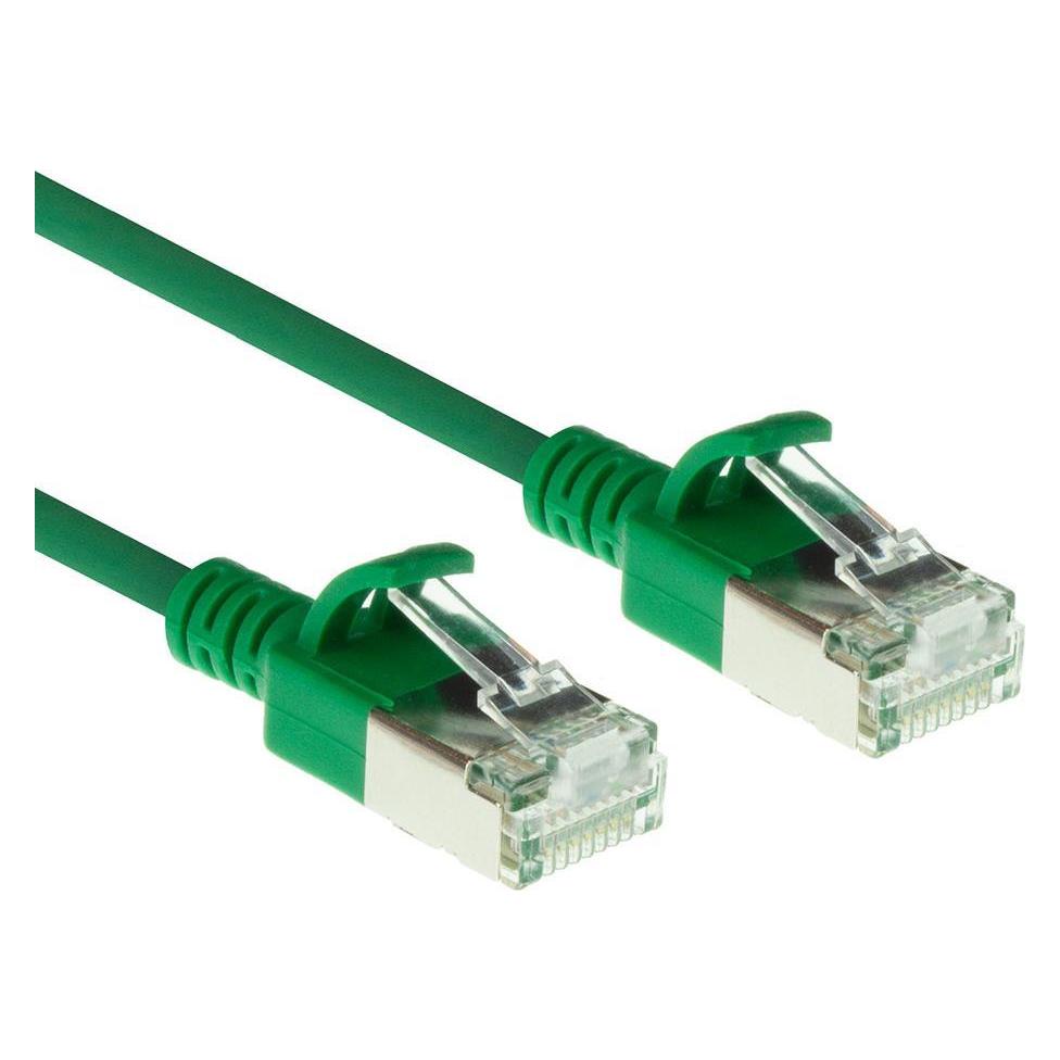 ACT Green 5 meter LSZH U/FTP CAT6A datacenter slimline patch cable snagless with RJ45 connectors (U/FTP, CAT6a, 5 m) (DC7705)