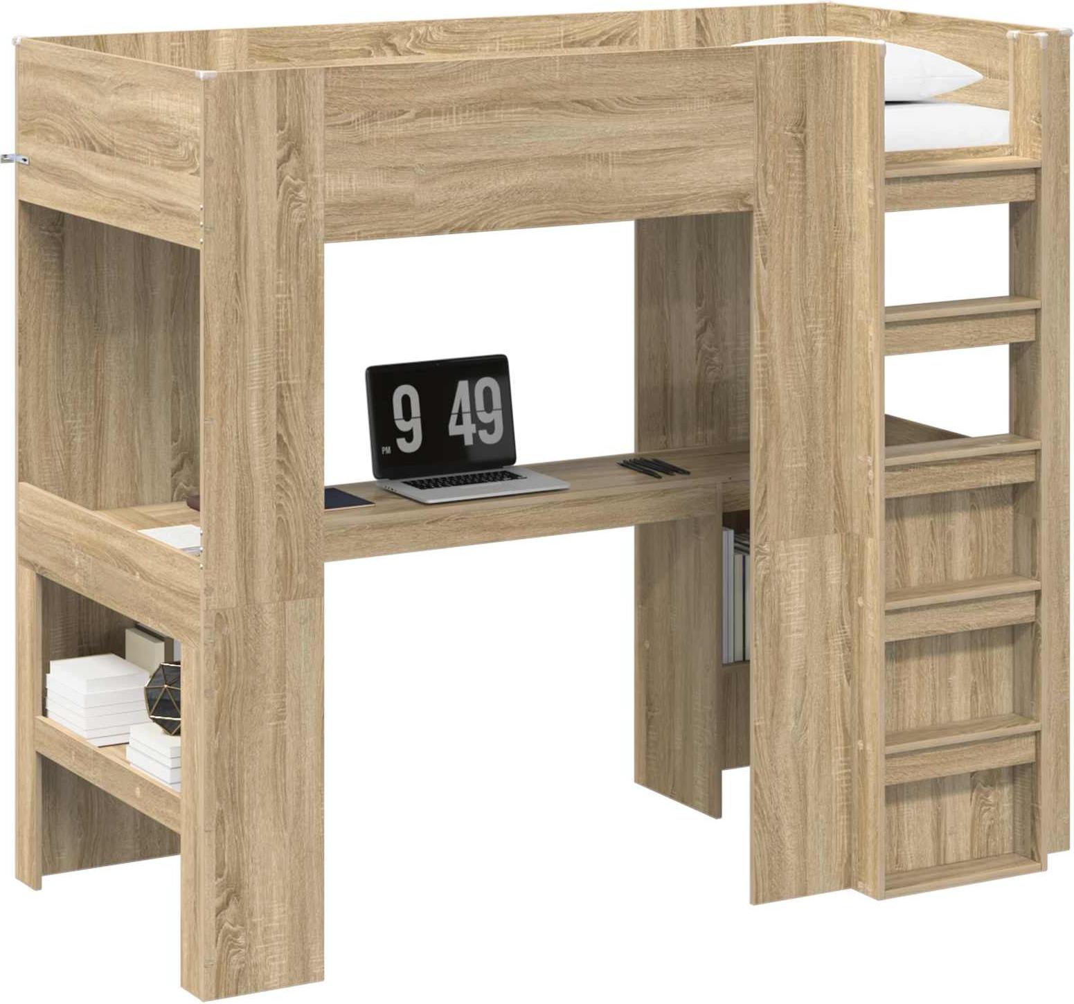 Etagenbettgestell mit Schreibtisch Sonoma-Eiche 90 x 190 cm